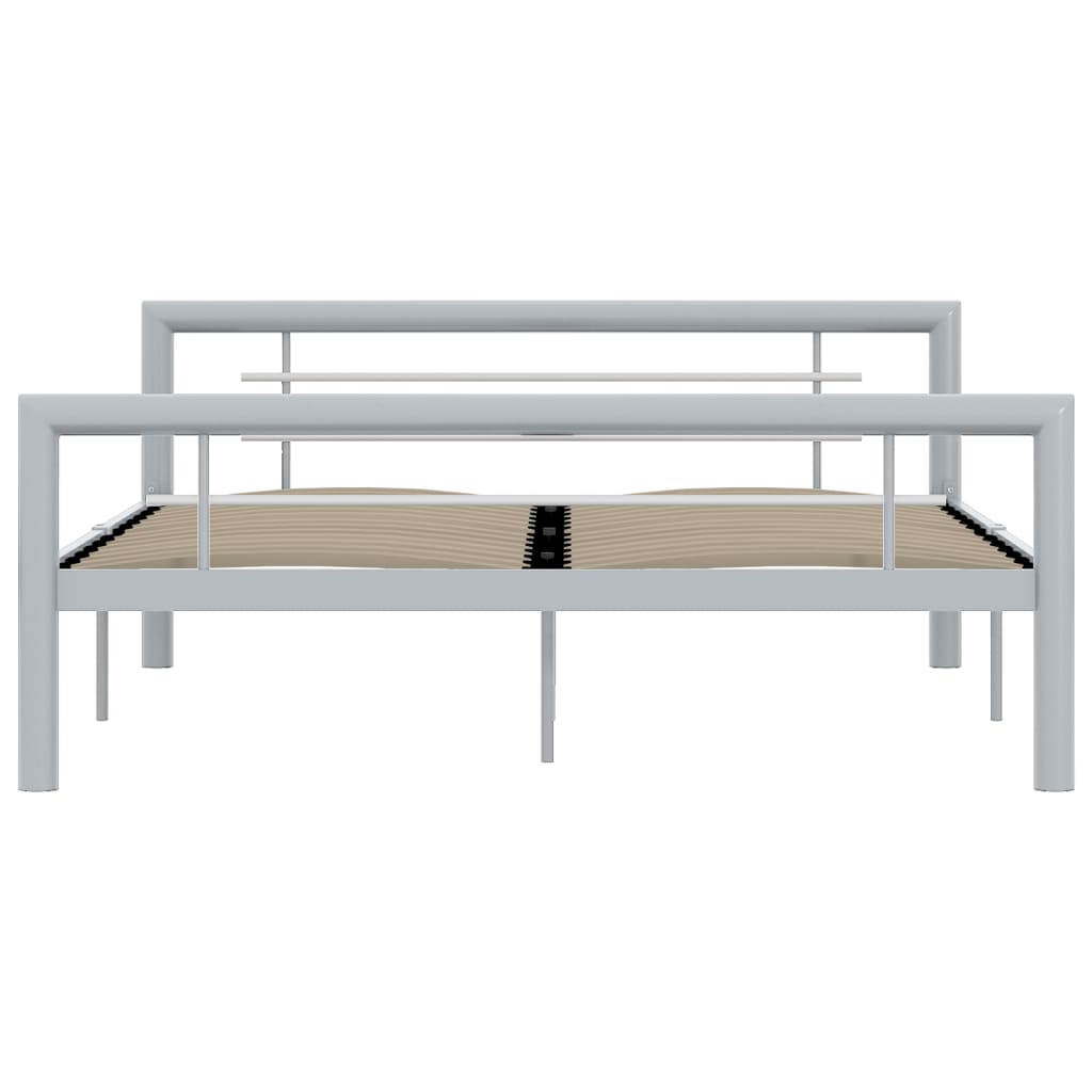 Cadre de lit sans matelas gris et blanc métal 140x200 cm - XIOS