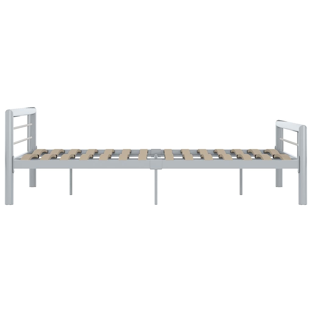 Cadre de lit sans matelas gris et blanc métal 140x200 cm - XIOS