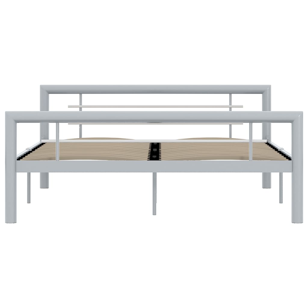 Cadre de lit sans matelas gris et blanc métal 160x200 cm - XIOS
