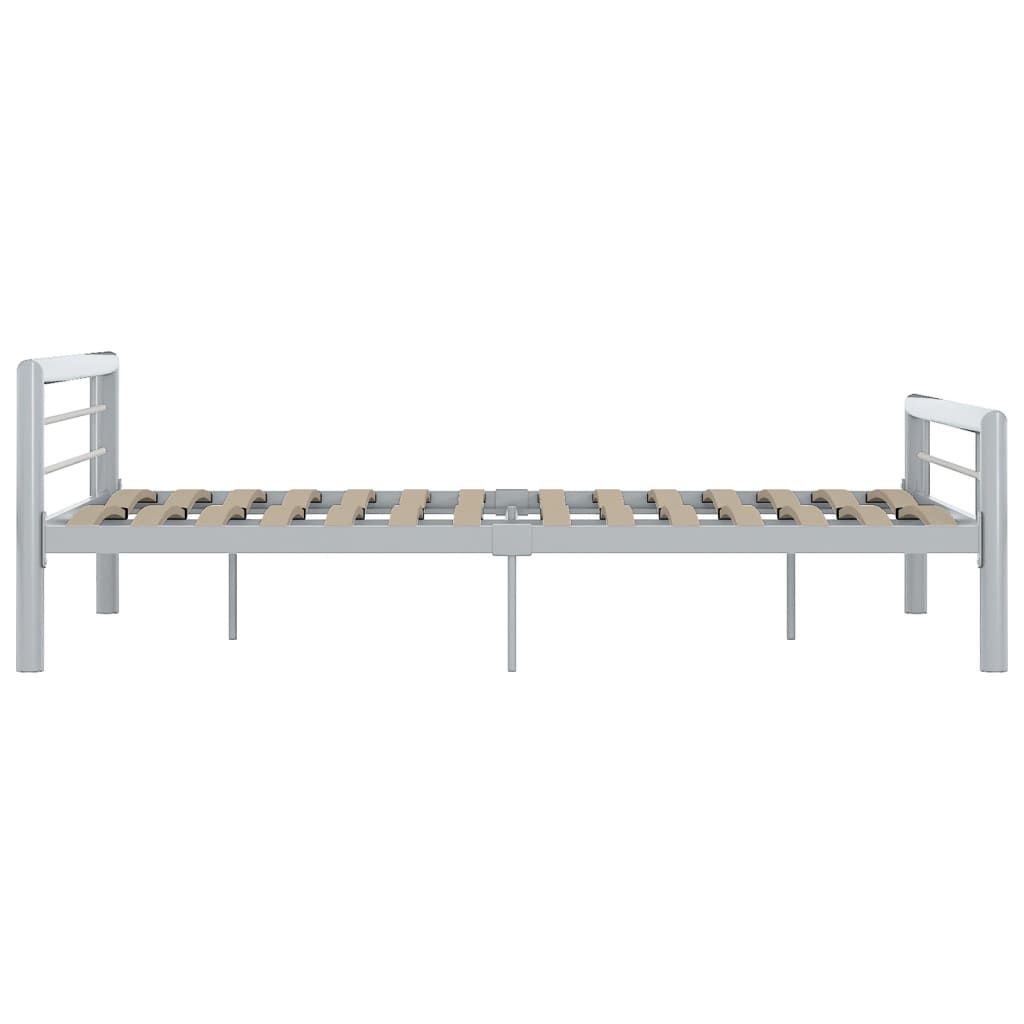 Cadre de lit sans matelas gris et blanc métal 160x200 cm - XIOS