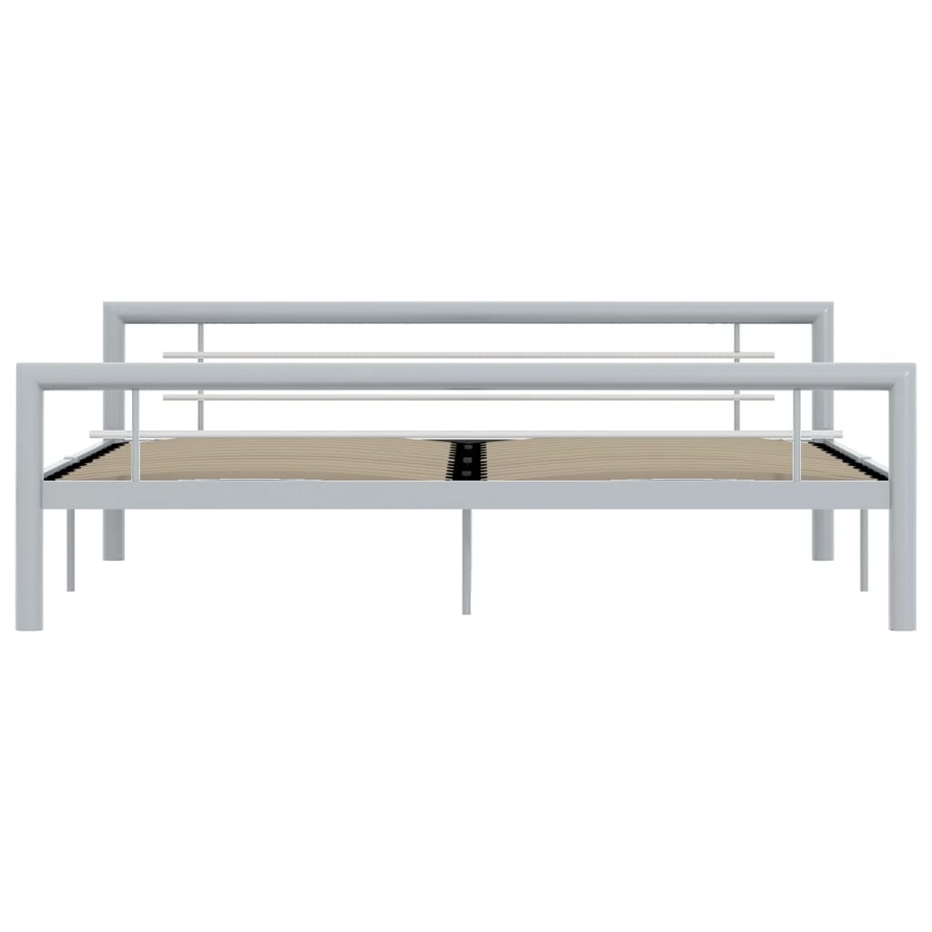 Cadre de lit sans matelas gris et blanc métal 180x200 cm - XIOS