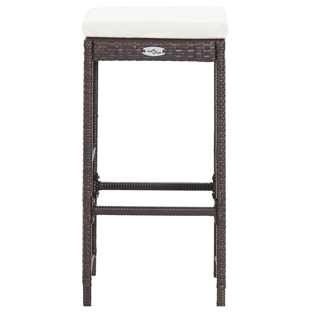 Ensemble de bar de jardin 7 pcs coussins Résine tressée Marron - XIOS