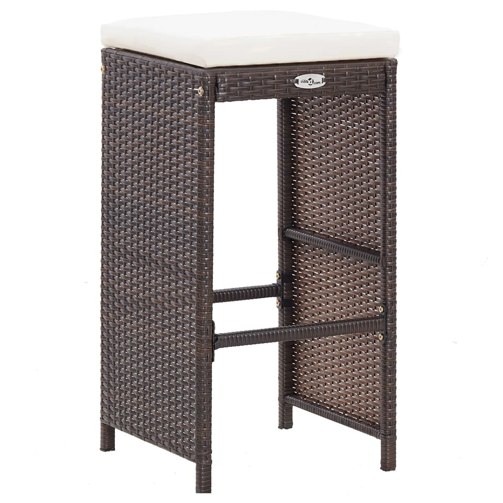 Ensemble de bar de jardin 7 pcs coussins Résine tressée Marron - XIOS