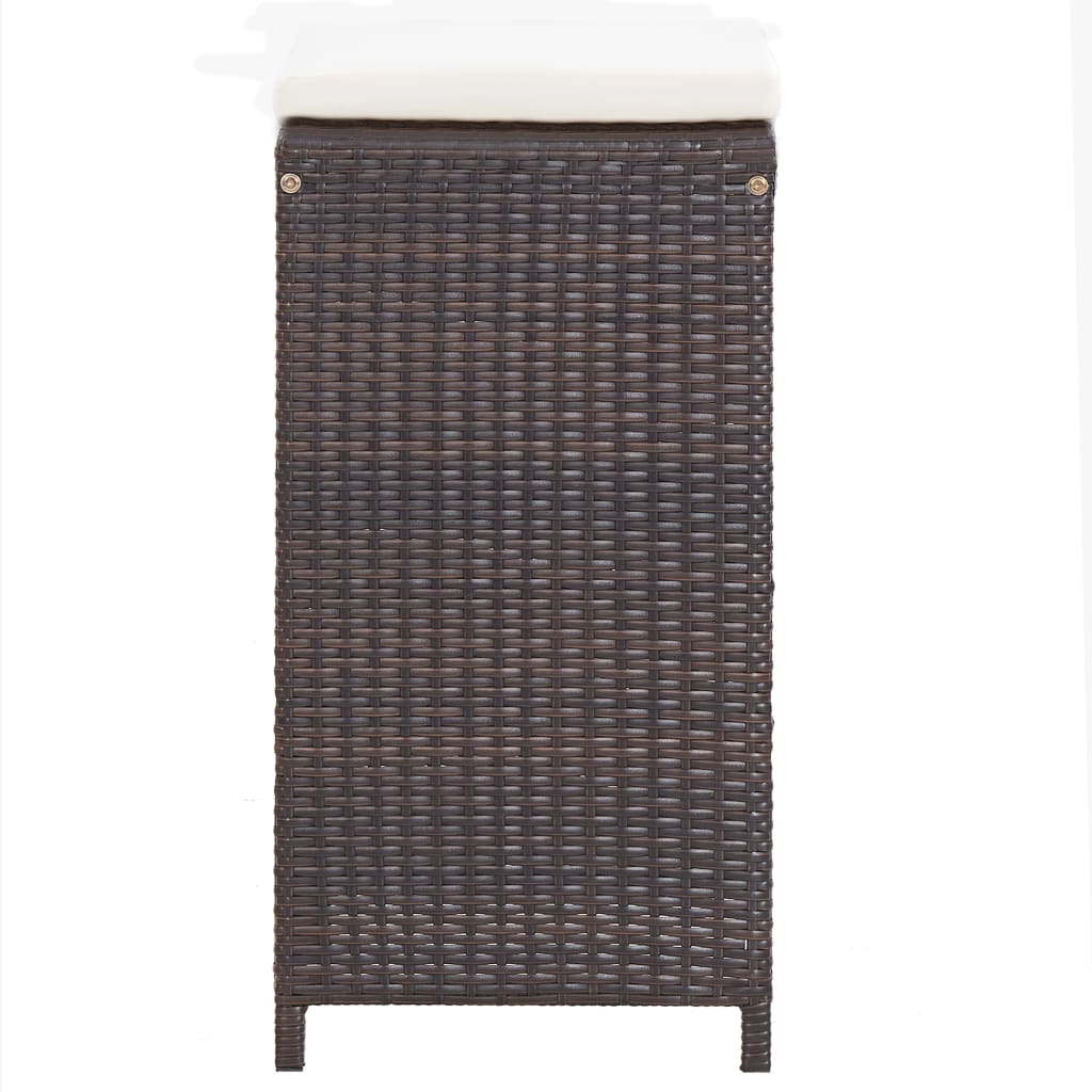 Ensemble de bar de jardin 7 pcs coussins Résine tressée Marron - XIOS