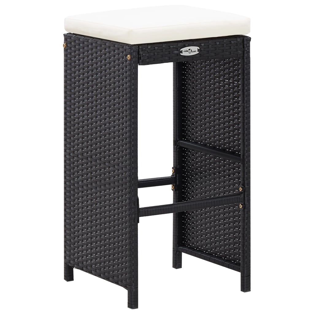 Ensemble de bar de jardin 7 pcs avec coussins poly rotin noir - XIOS