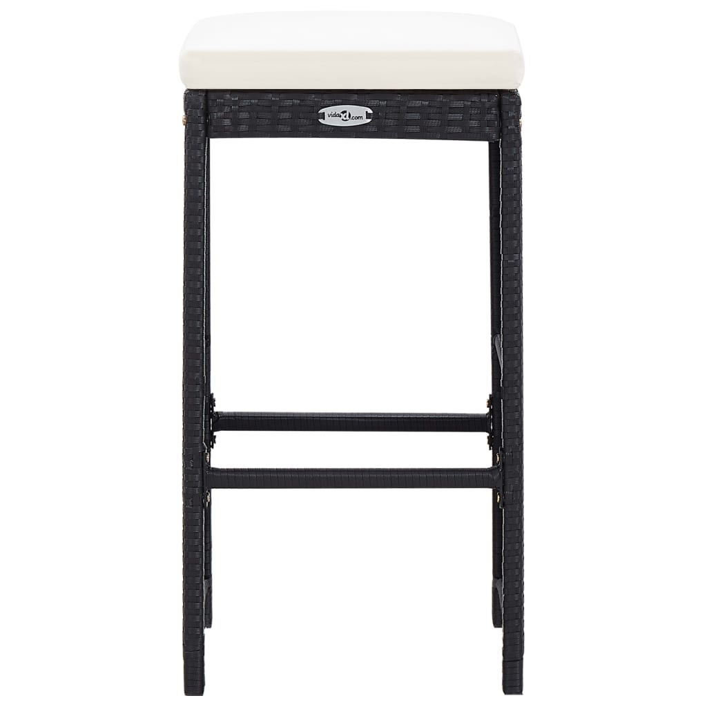 Ensemble de bar de jardin 7 pcs avec coussins poly rotin noir - XIOS