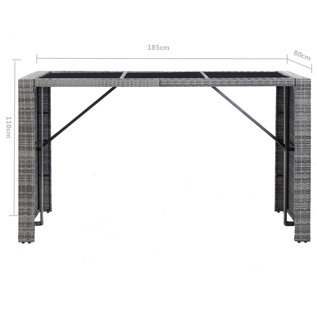Meuble de bar de jardin 7 pcs et coussins Résine tressée Gris - XIOS