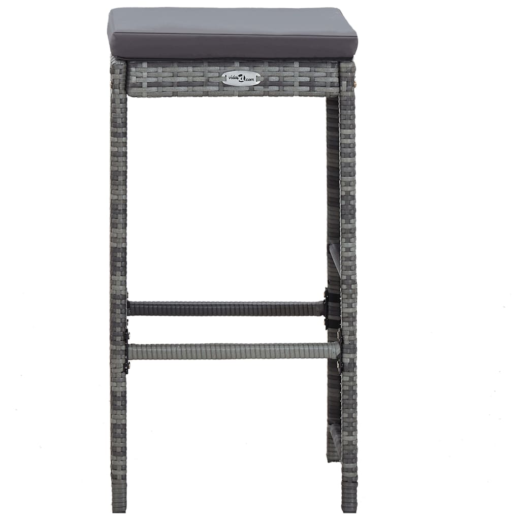 Meuble de bar de jardin 7 pcs et coussins Résine tressée Gris - XIOS