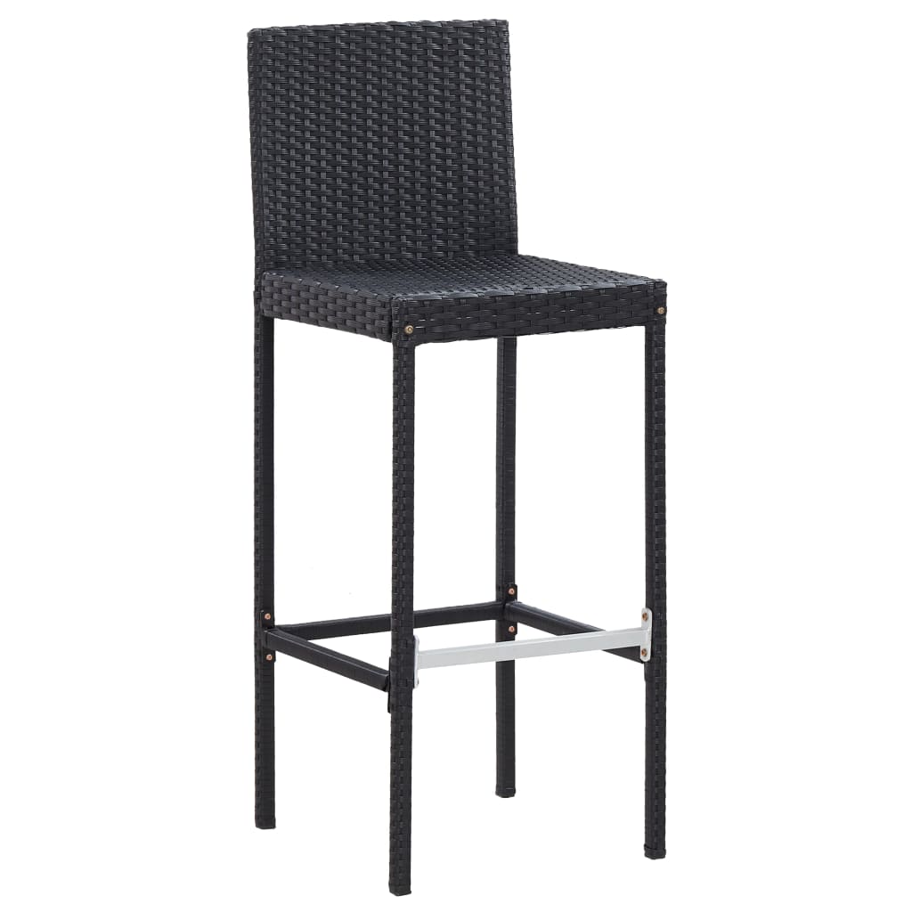 Ensemble de bar 5 pcs Résine tressée et bois d'acacia Noir - XIOS