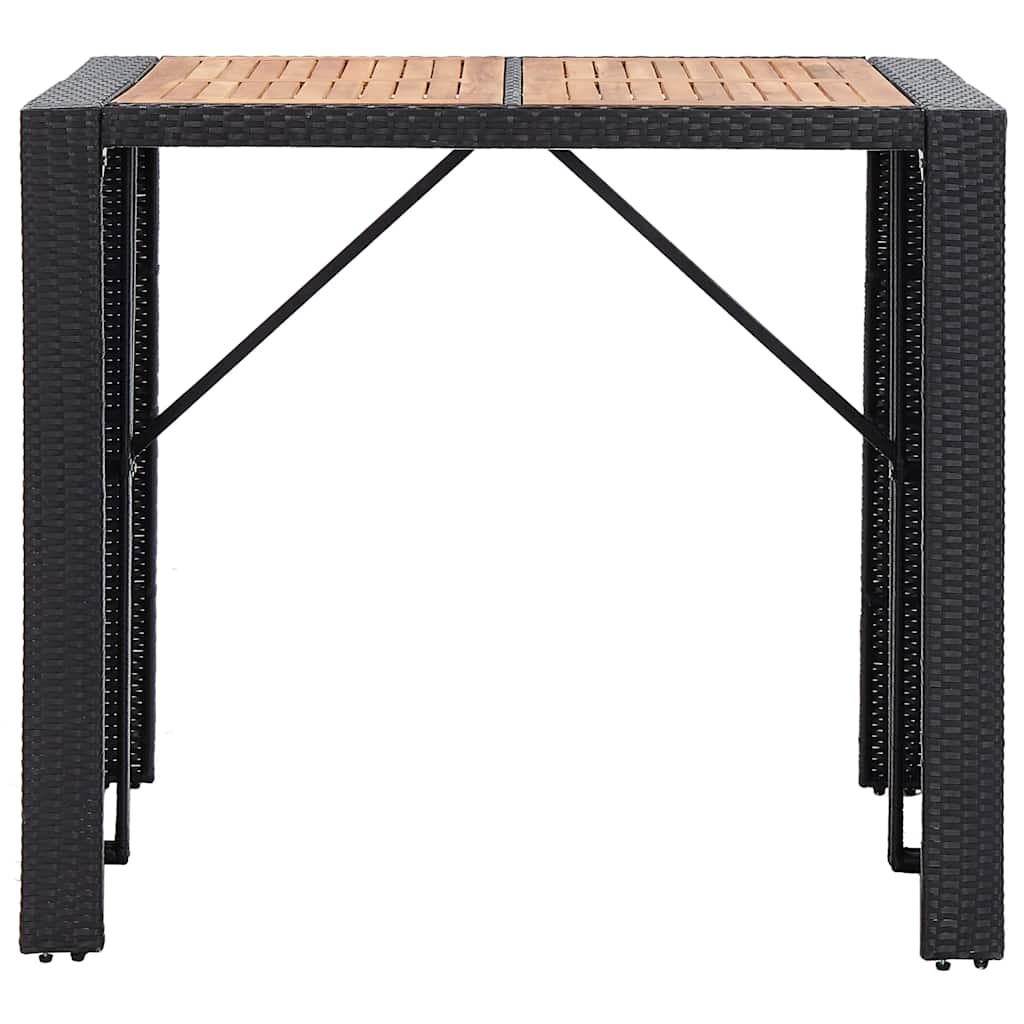 Ensemble de bar 5 pcs Résine tressée et bois d'acacia Noir - XIOS