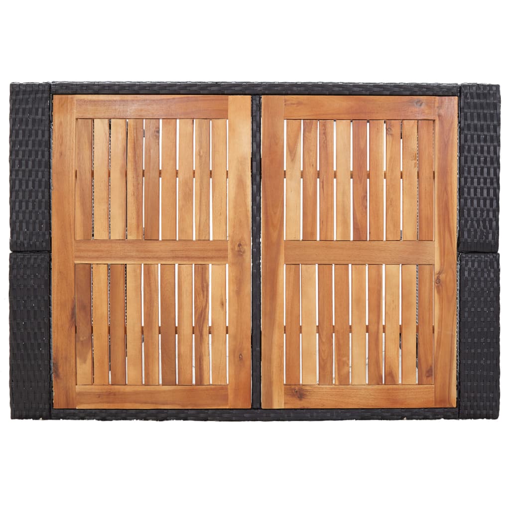 Ensemble de bar 5 pcs Résine tressée et bois d'acacia Noir - XIOS