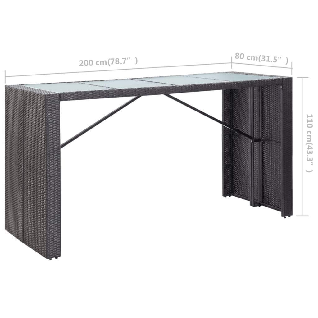 Ensemble de bar d'extérieur 9 pcs Résine tressée Noir - XIOS