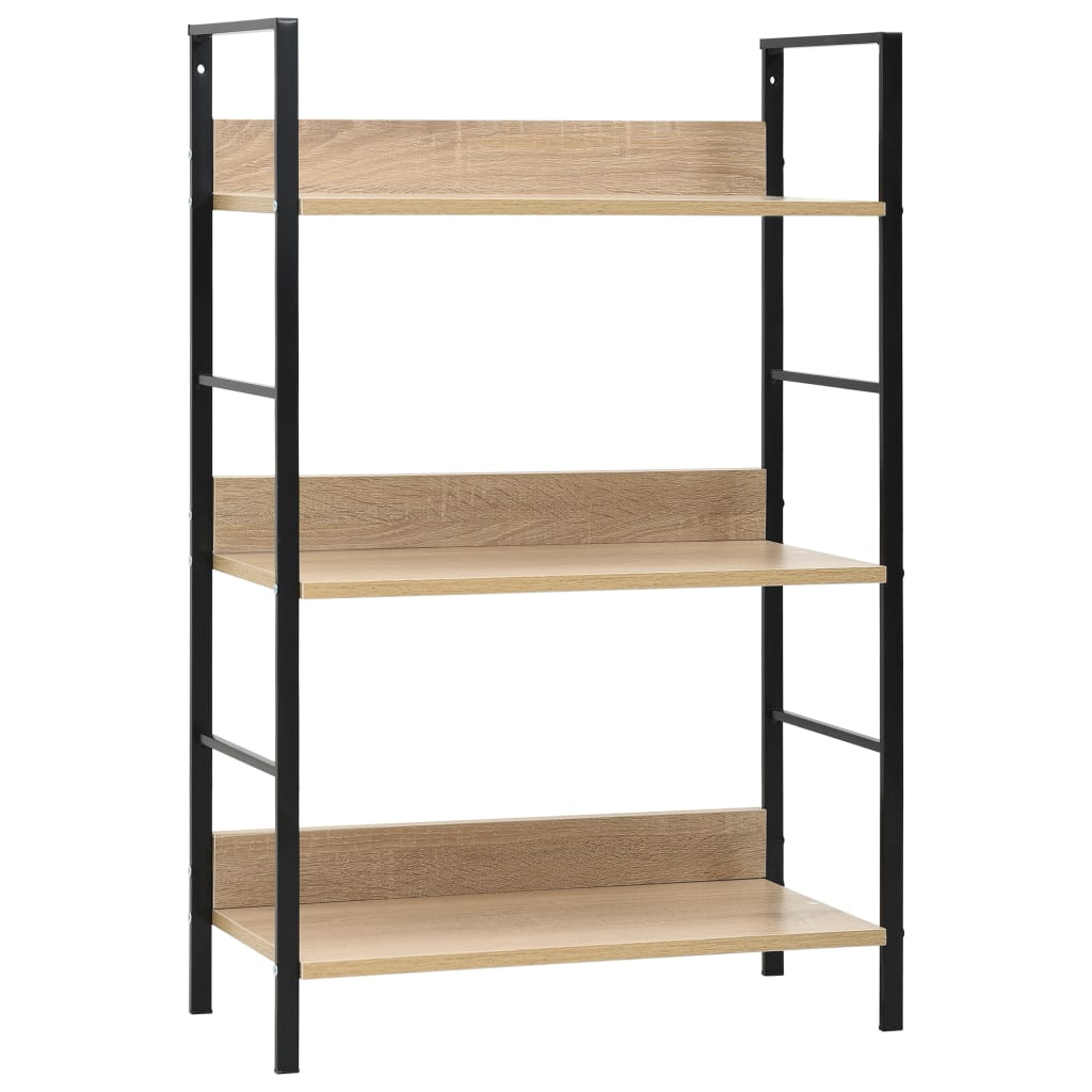 Bibliothèque à 3 niveaux chêne 60x27,6x90,5cm bois d'ingénierie - XIOS