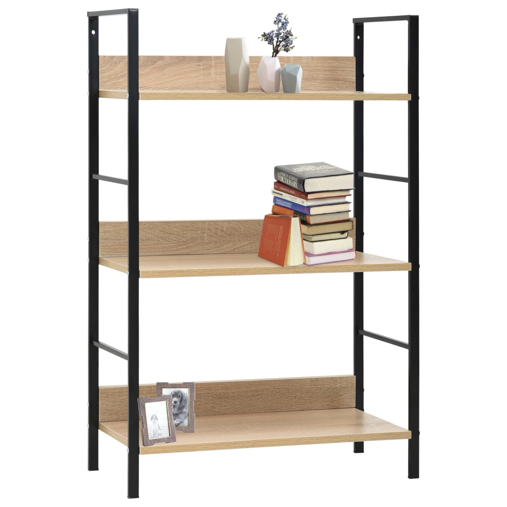 Bibliothèque à 3 niveaux chêne 60x27,6x90,5cm bois d'ingénierie - XIOS