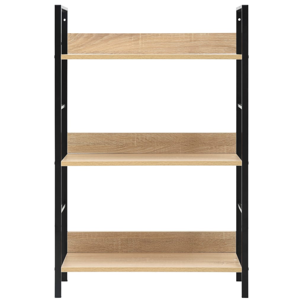 Bibliothèque à 3 niveaux chêne 60x27,6x90,5cm bois d'ingénierie - XIOS