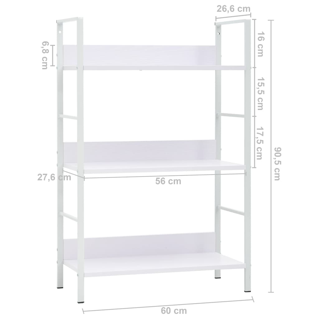 Bibliothèque à 3 niveaux blanc 60x27,6x90,5cm bois d'ingénierie - XIOS