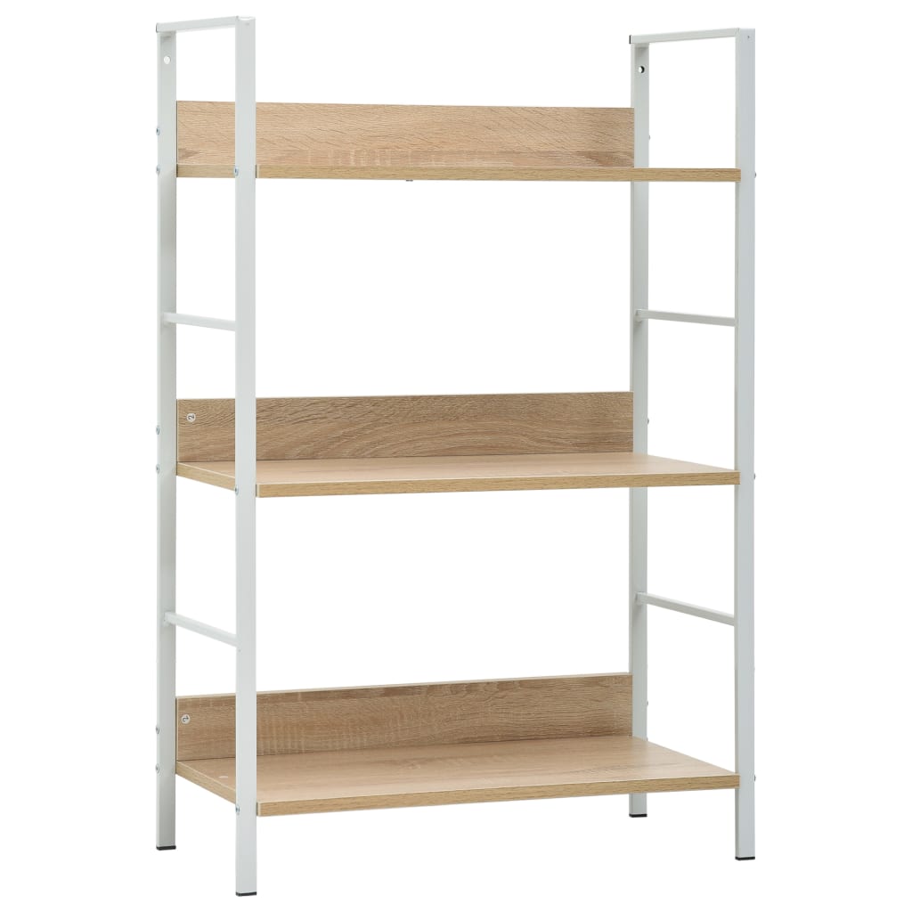 Bibliothèque à 3 niveaux chêne 60x27,6x90,5cm bois d'ingénierie - XIOS