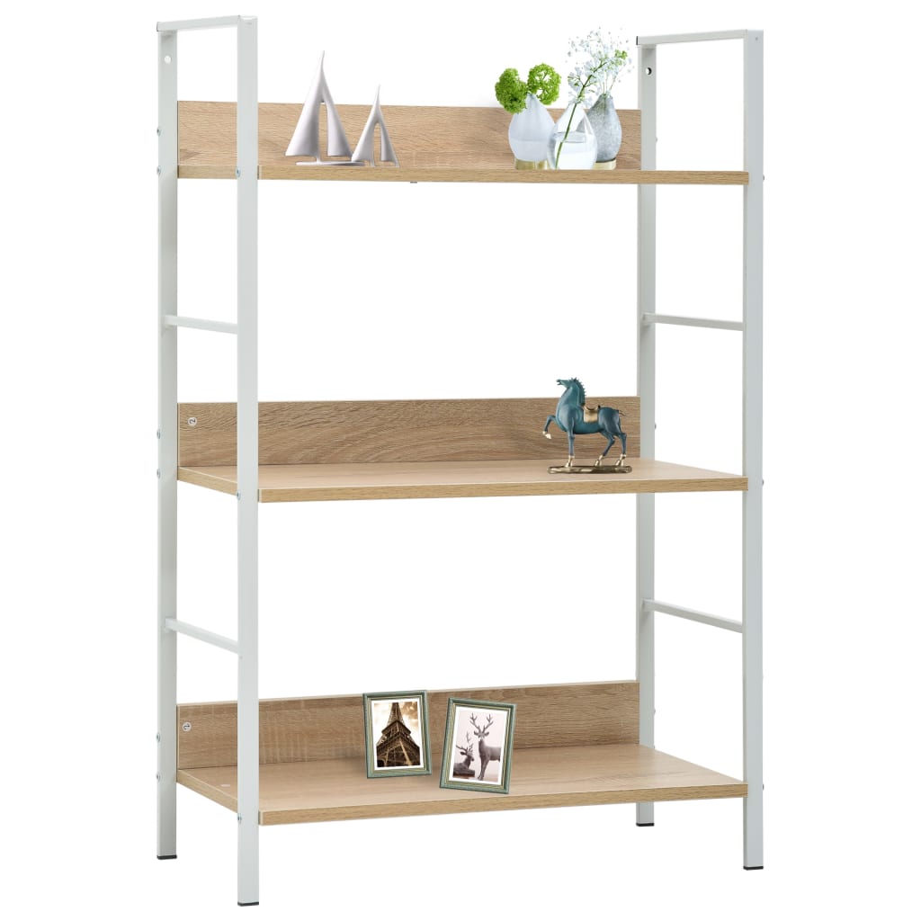 Bibliothèque à 3 niveaux chêne 60x27,6x90,5cm bois d'ingénierie - XIOS