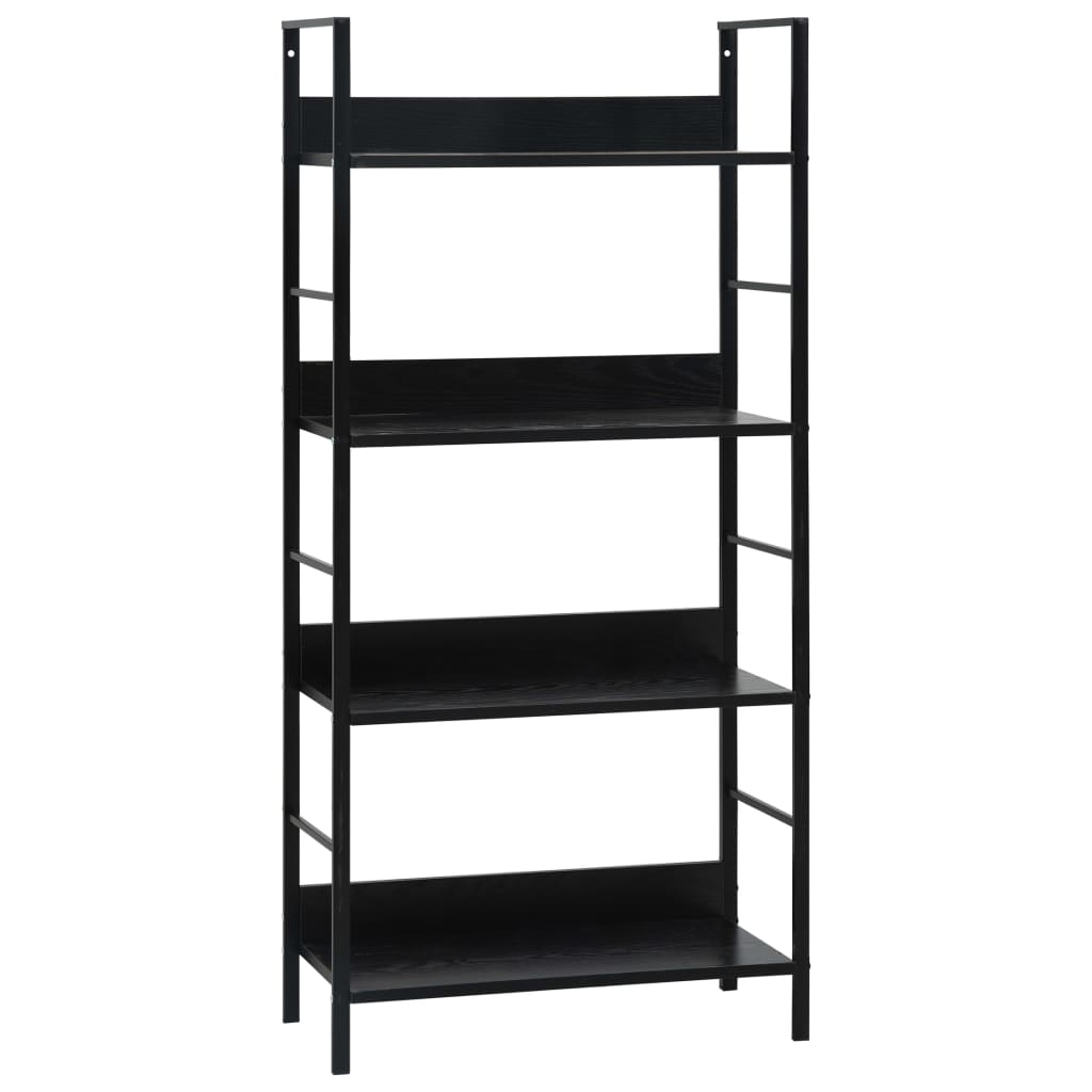 Bibliothèque à 4 niveaux noir 60x27,6x124,5cm bois d'ingénierie - XIOS