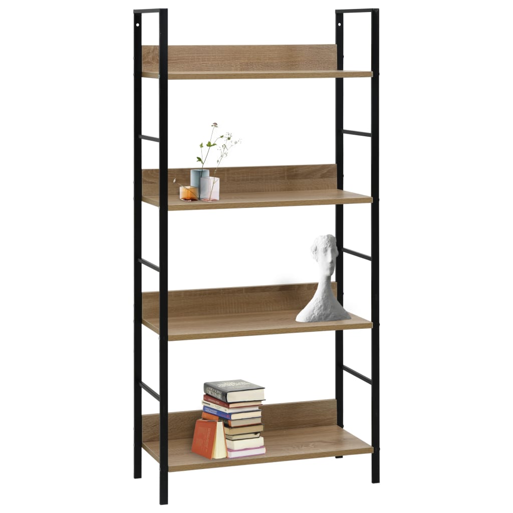 Bibliothèque à 4 niveaux chêne 60x27,6x124,5 cm bois ingénierie - XIOS