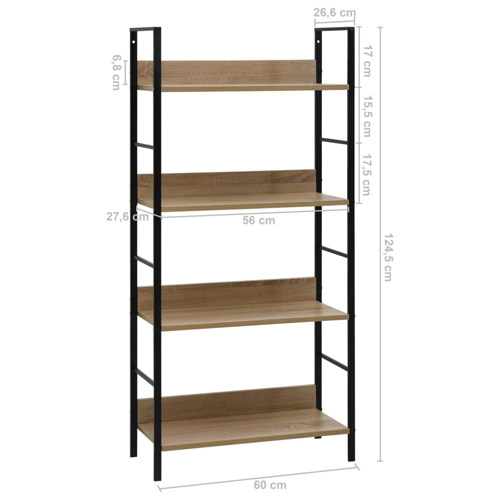 Bibliothèque à 4 niveaux chêne 60x27,6x124,5 cm bois ingénierie - XIOS