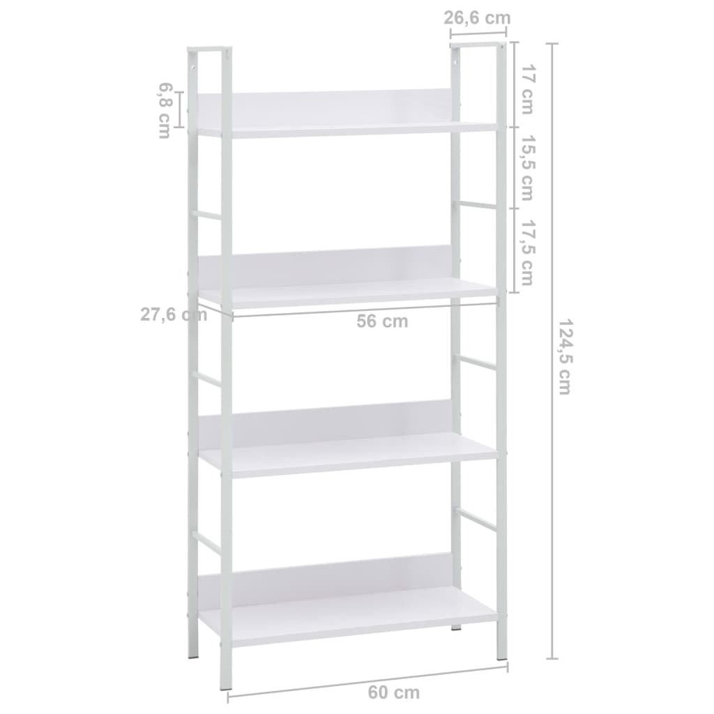 Bibliothèque à 4 niveaux blanc 60x27,6x124,5 cm bois ingénierie - XIOS