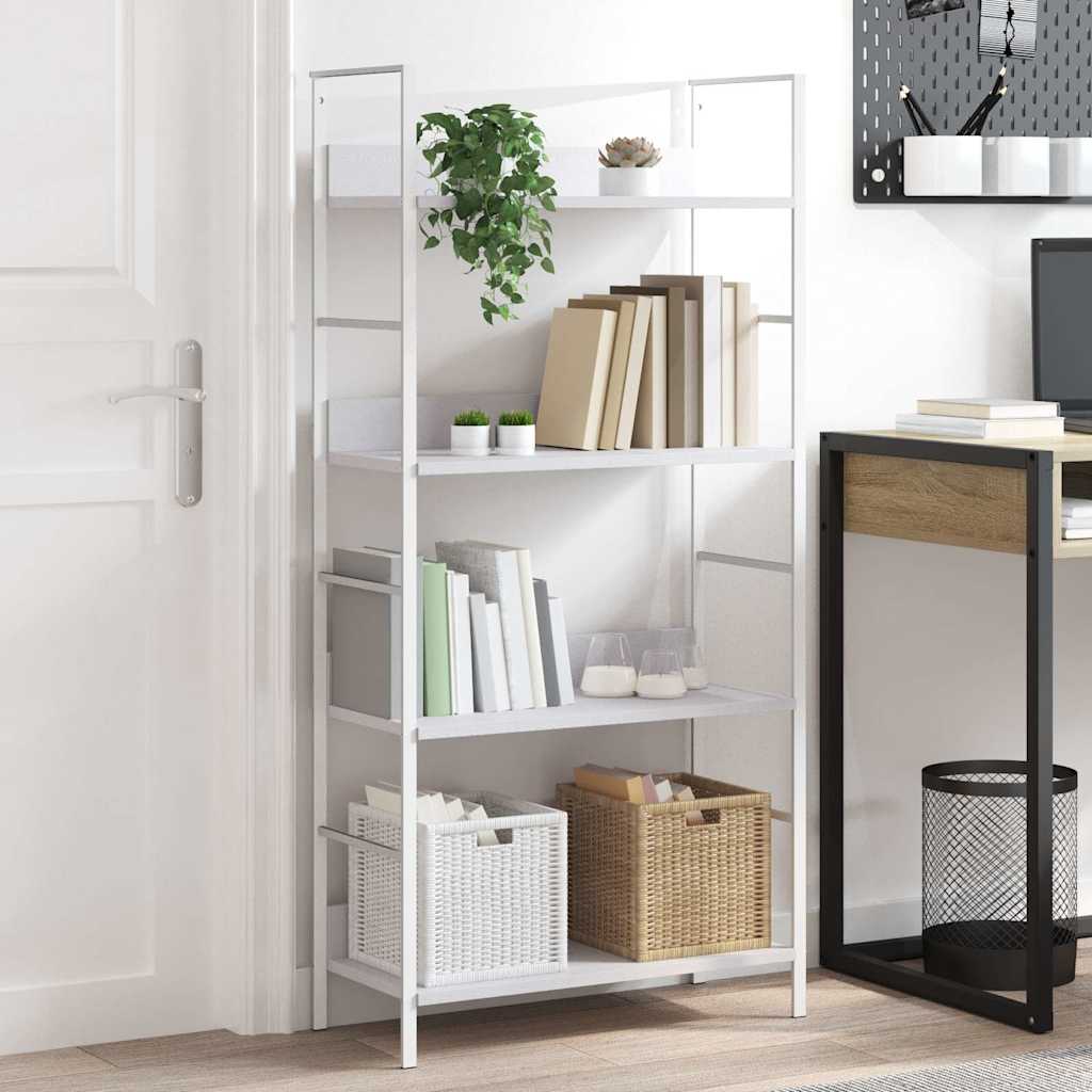 Bibliothèque à 4 niveaux blanc 60x27,6x124,5 cm bois ingénierie - XIOS