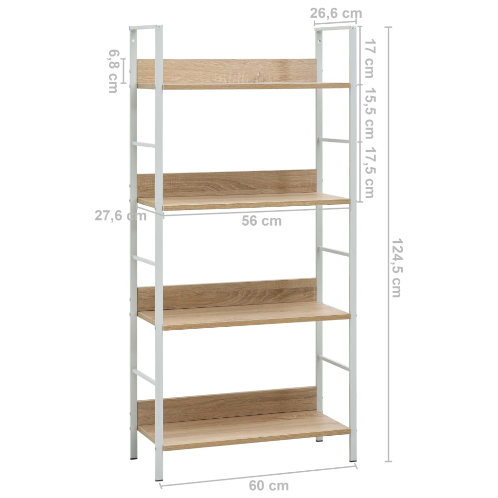 Bibliothèque à 4 niveaux chêne 60x27,6x124,5 cm bois ingénierie - XIOS