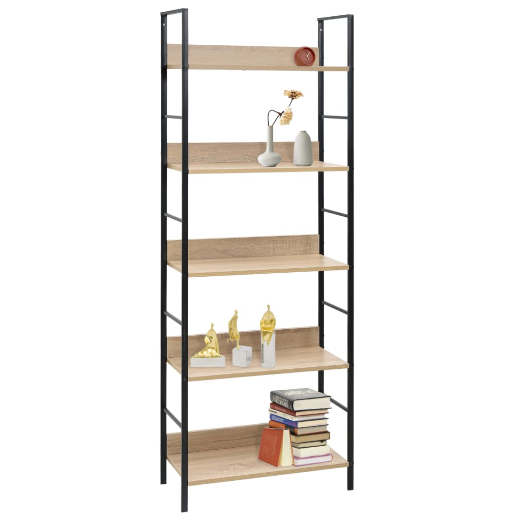 Bibliothèque à 5 niveaux chêne 60x27,6x158,5 cm bois ingénierie - XIOS