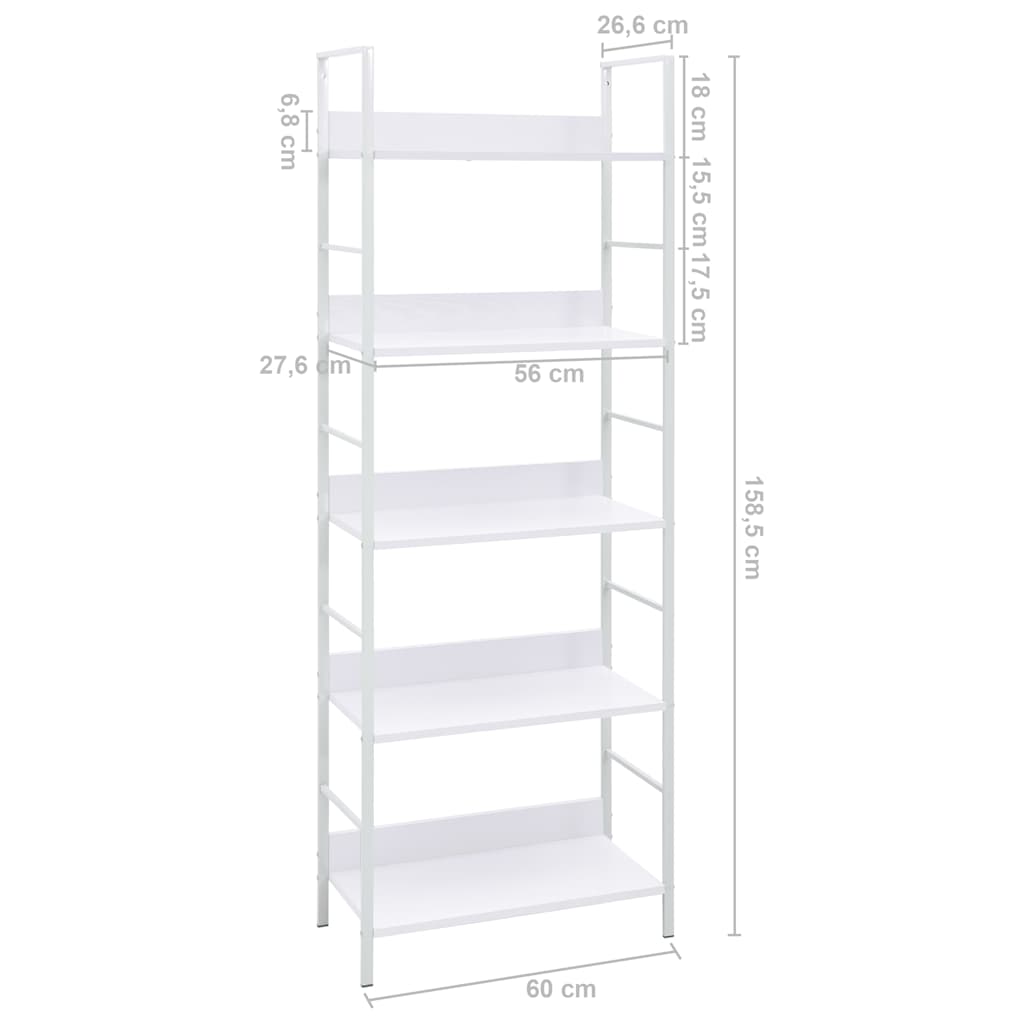Bibliothèque à 5 niveaux noir 60x27,6x158,5cm bois d'ingénierie - XIOS
