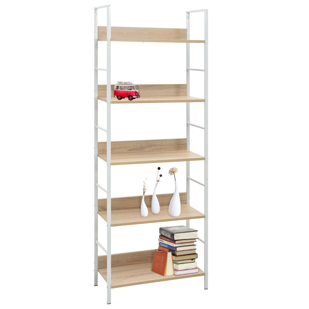 Bibliothèque à 5 niveaux chêne 60x27,6x158,5 cm bois ingénierie - XIOS