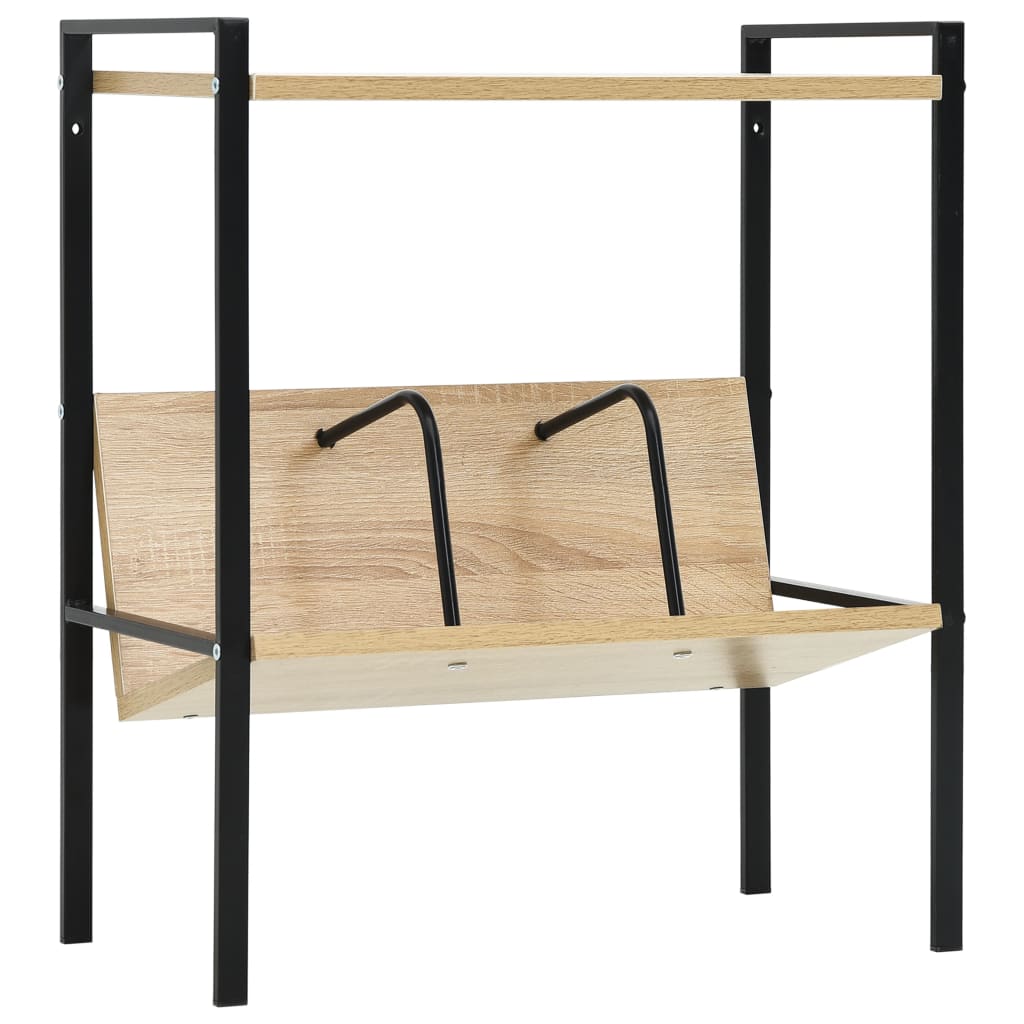 Bibliothèque 2 niveaux noir chêne 52x28x59 cm bois d'ingénierie - XIOS