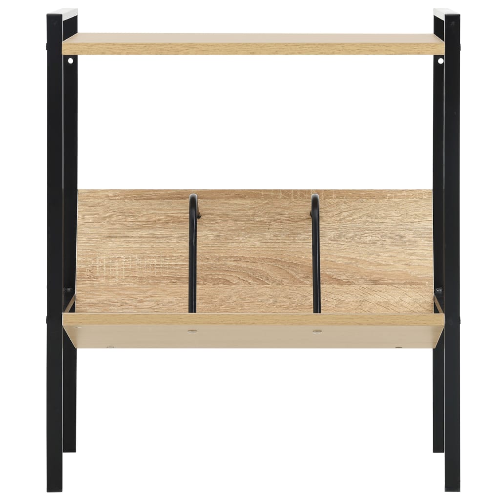 Bibliothèque 2 niveaux noir chêne 52x28x59 cm bois d'ingénierie - XIOS