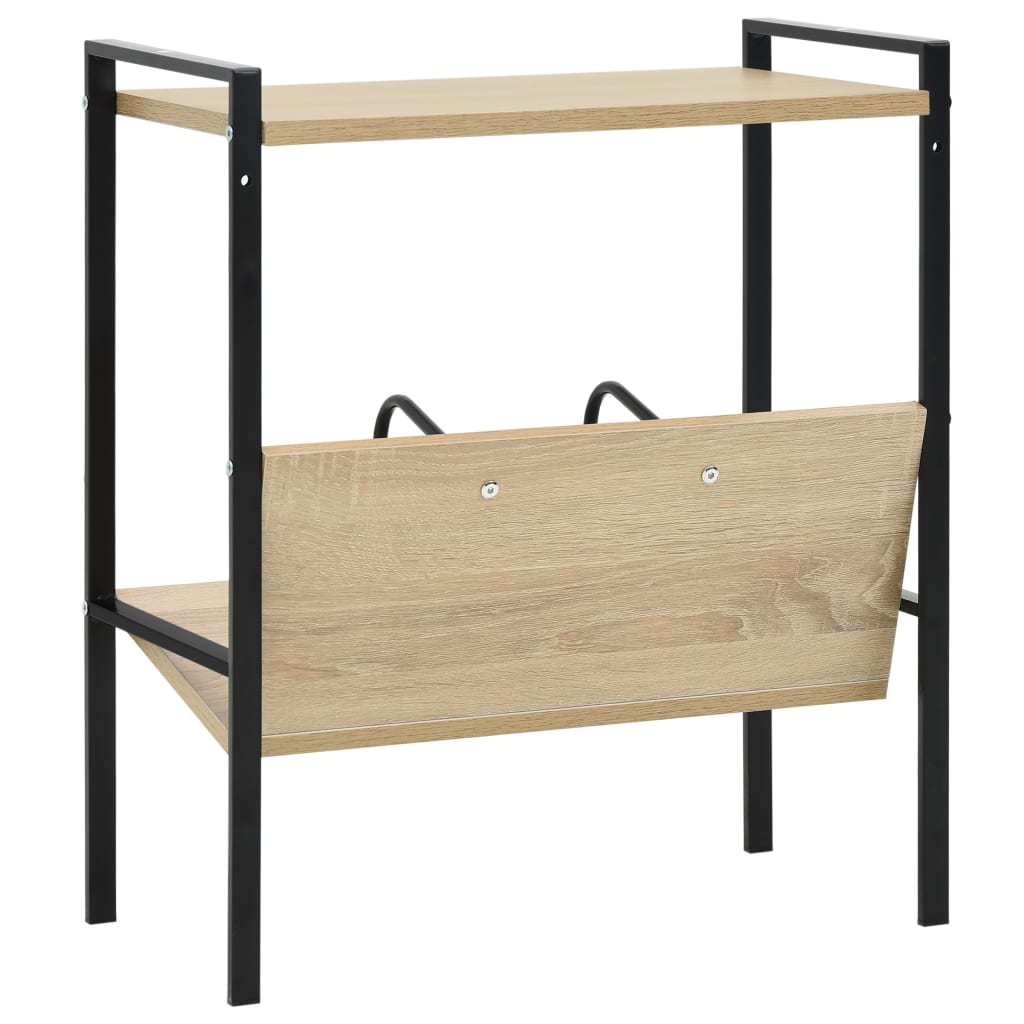 Bibliothèque 2 niveaux noir chêne 52x28x59 cm bois d'ingénierie - XIOS