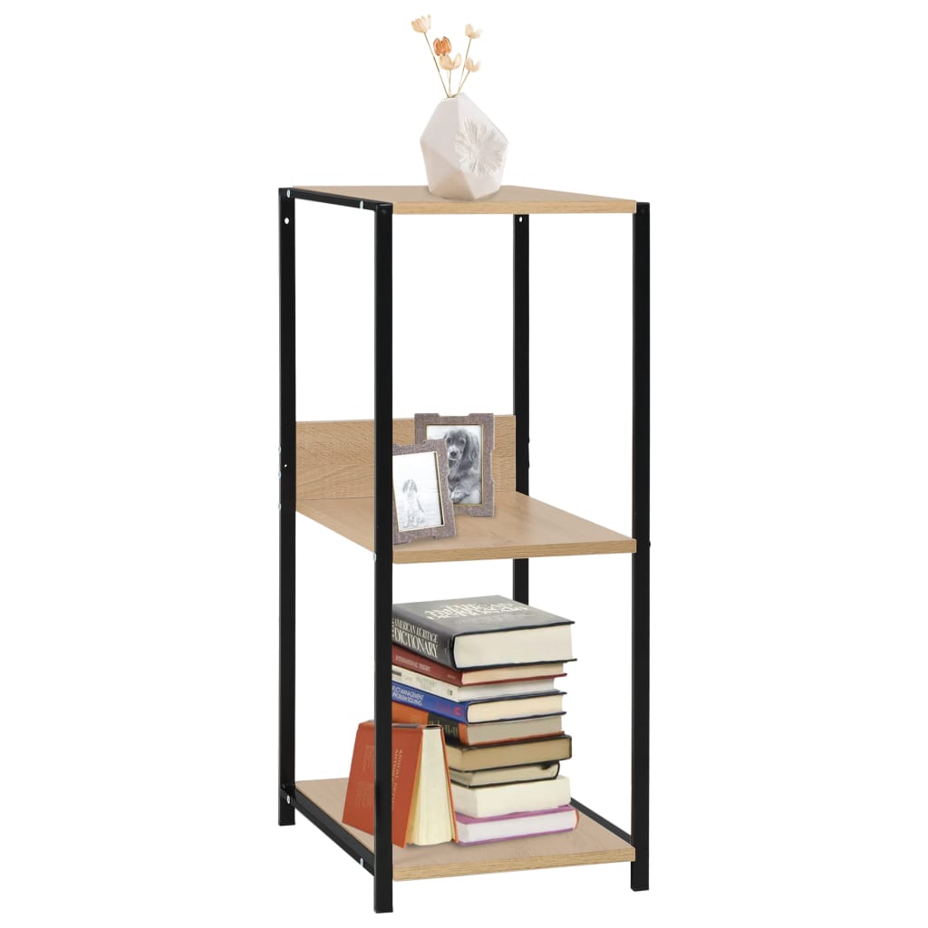 Étagère à livres droite petite Noir et chêne 33,5x39,6x79,7 cm - XIOS