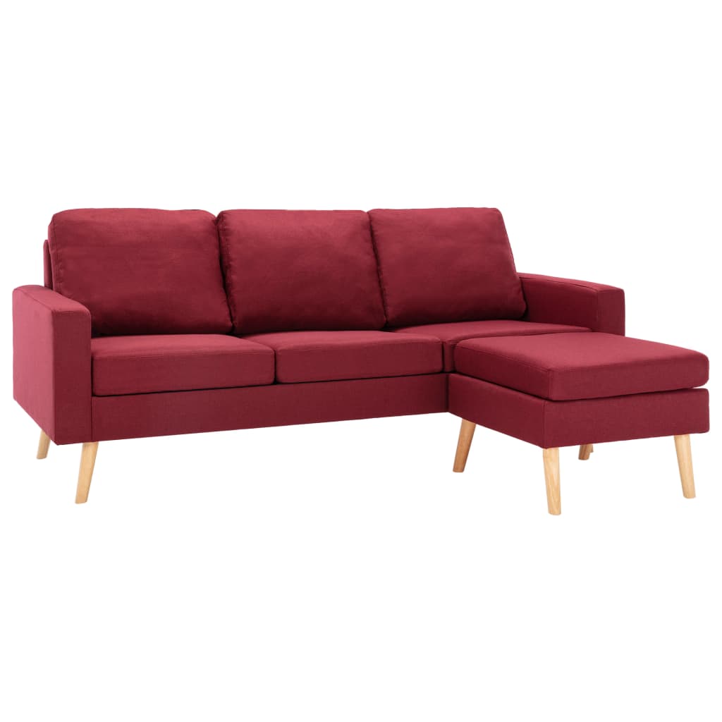 Canapé à 3 places avec repose-pied Rouge bordeaux Tissu - XIOS