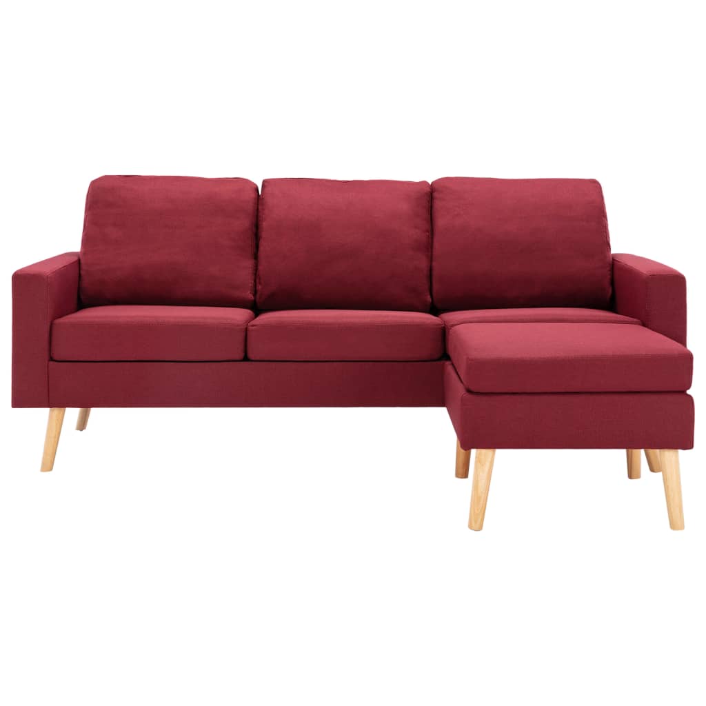 Canapé à 3 places avec repose-pied Rouge bordeaux Tissu - XIOS