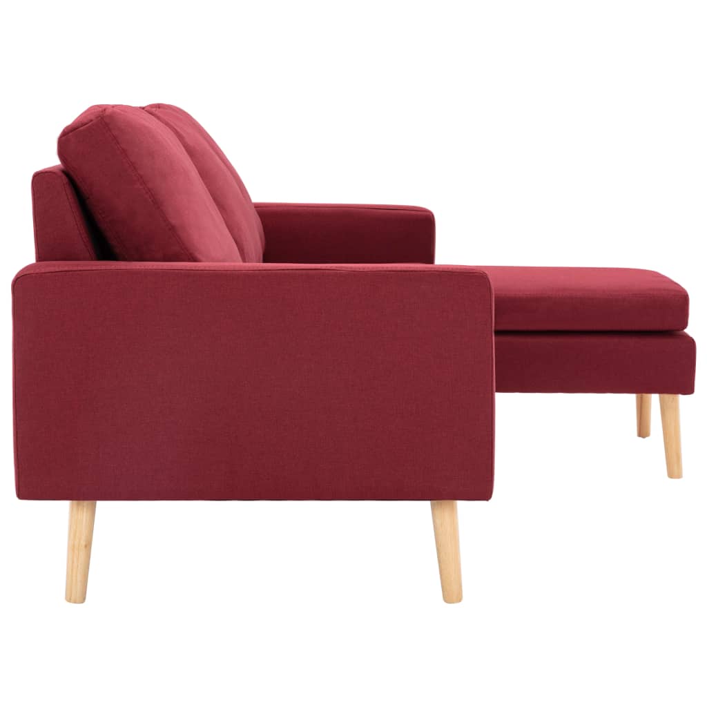Canapé à 3 places avec repose-pied Rouge bordeaux Tissu - XIOS