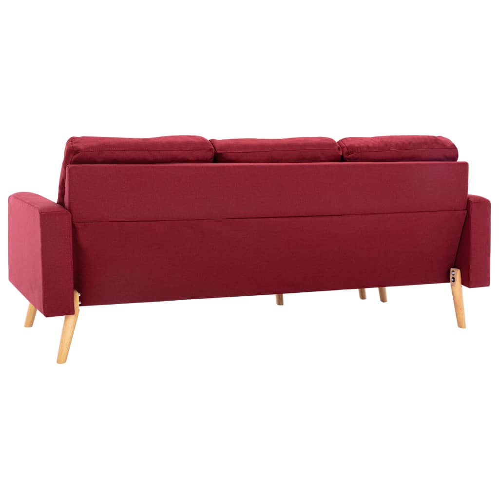 Canapé à 3 places avec repose-pied Rouge bordeaux Tissu - XIOS