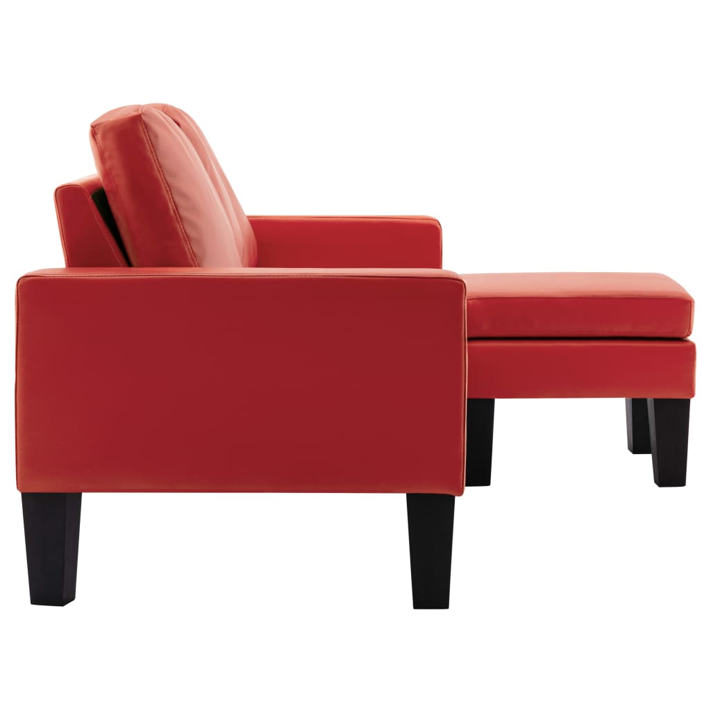 Canapé à 3 places avec repose-pied Rouge Similicuir - XIOS
