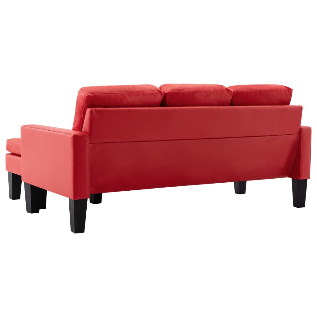Canapé à 3 places avec repose-pied Rouge Similicuir - XIOS