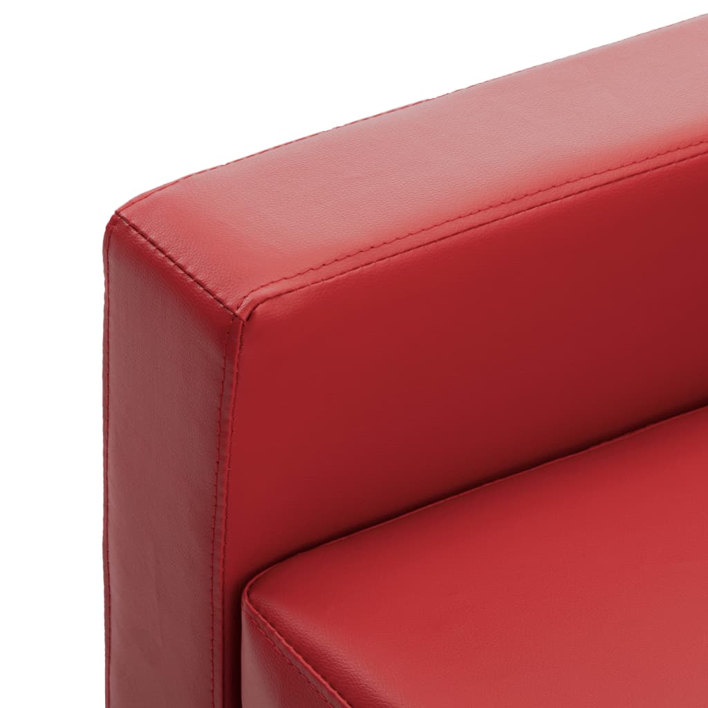 Canapé à 3 places avec repose-pied Rouge Similicuir - XIOS