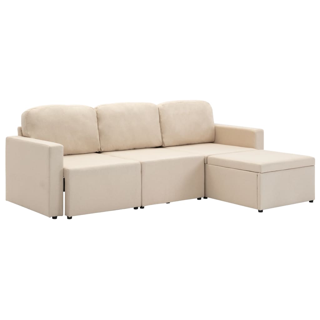 Canapé-lit modulaire 3 places Crème Tissu - XIOS