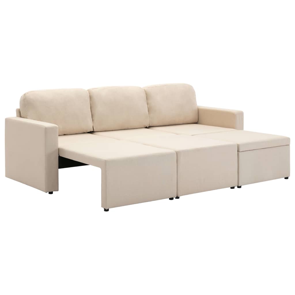 Canapé-lit modulaire 3 places Crème Tissu - XIOS