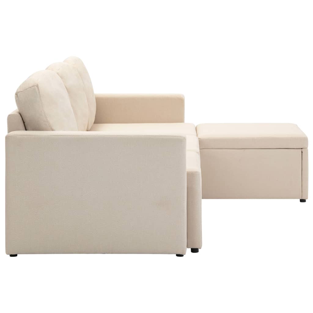 Canapé-lit modulaire 3 places Crème Tissu - XIOS