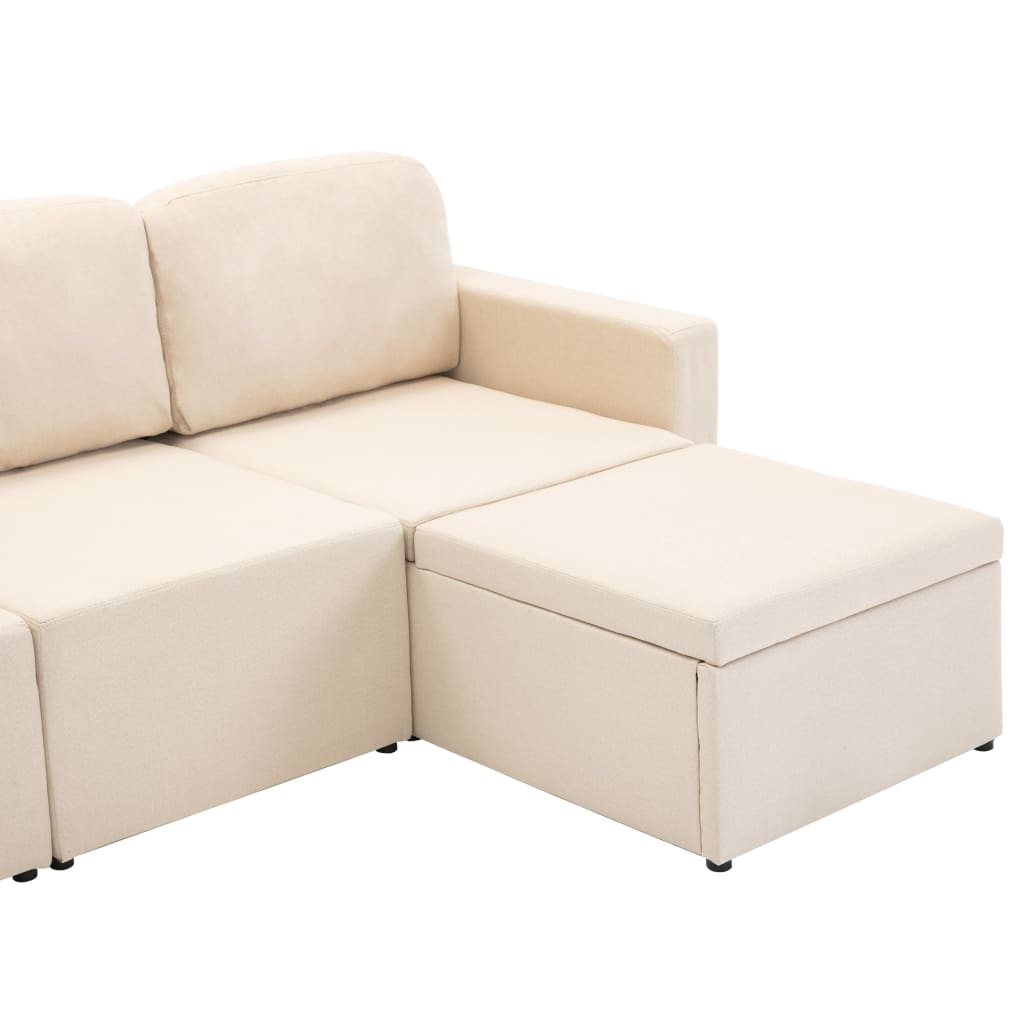 Canapé-lit modulaire 3 places Crème Tissu - XIOS