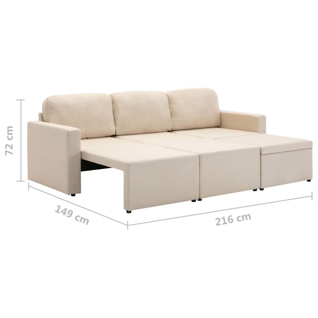 Canapé-lit modulaire 3 places Crème Tissu - XIOS