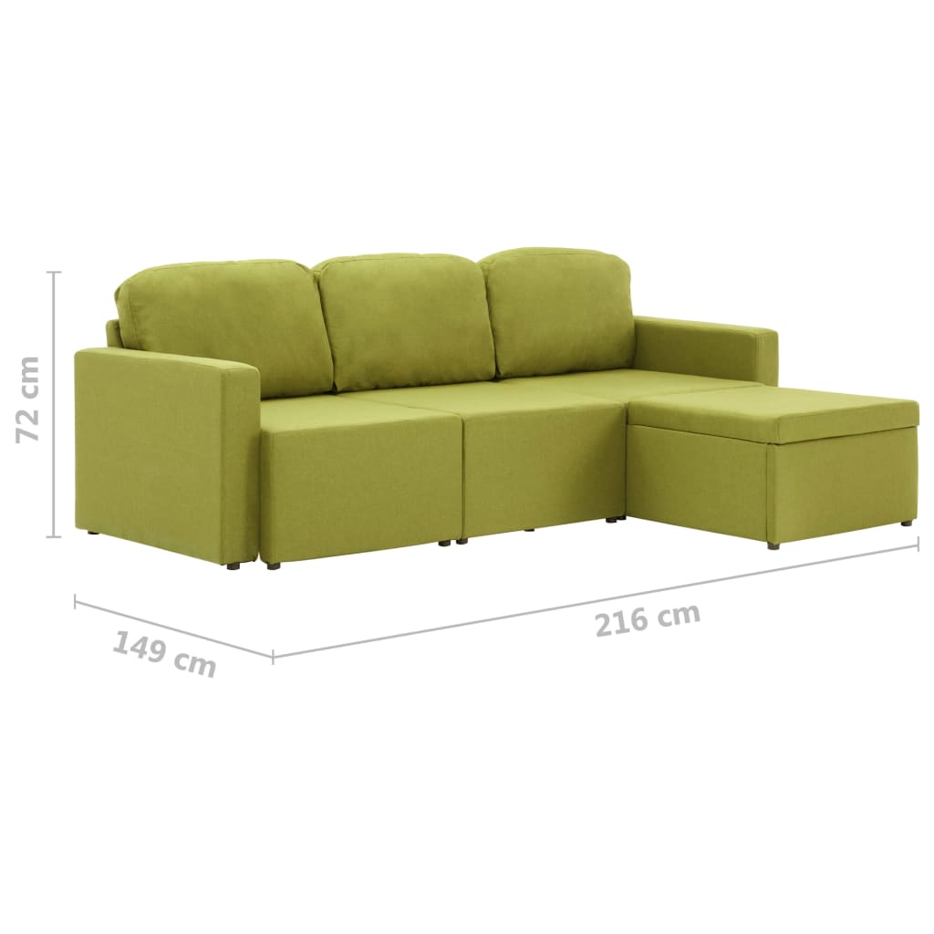 Canapé-lit modulaire 3 places Vert Tissu - XIOS