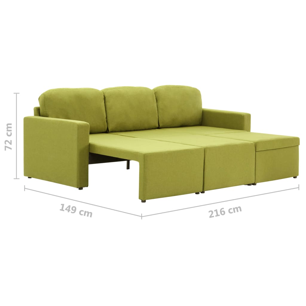 Canapé-lit modulaire 3 places Vert Tissu - XIOS
