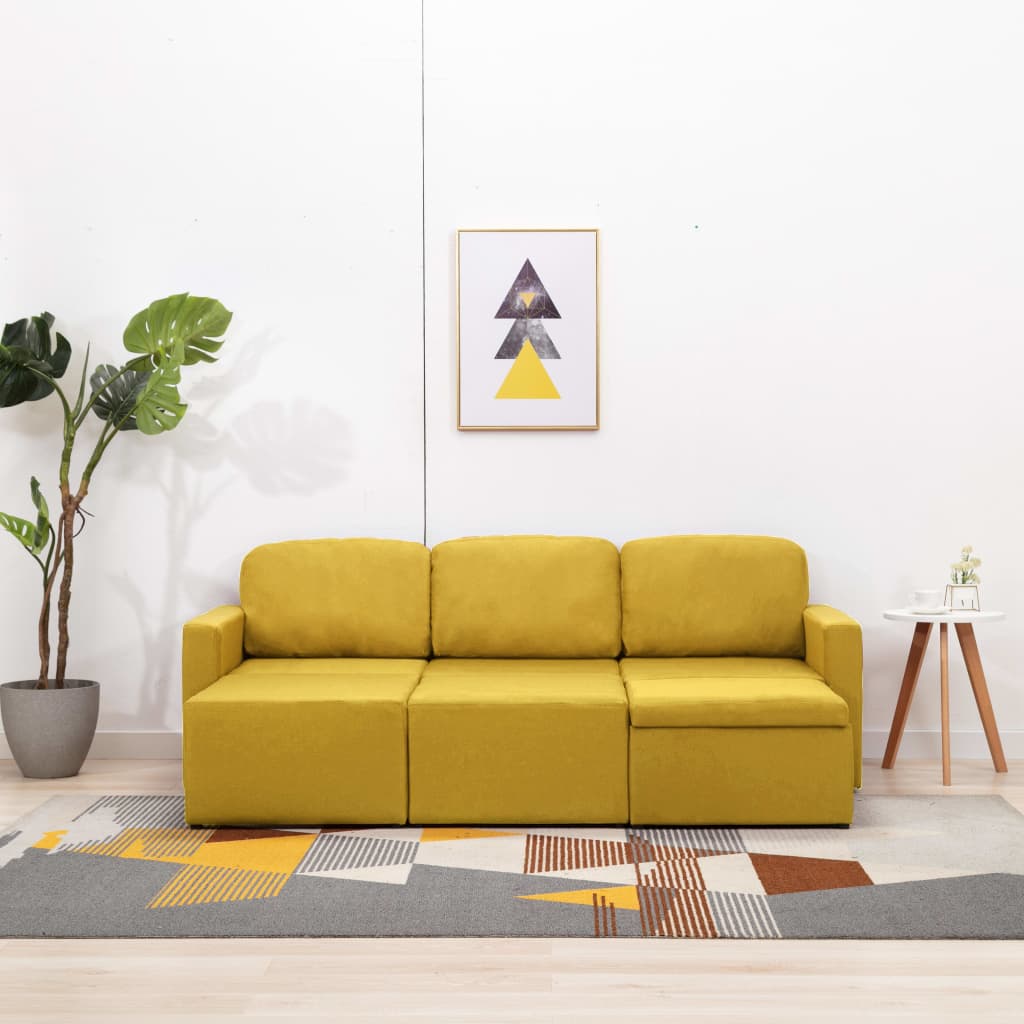 Canapé-lit modulaire 3 places Jaune Tissu - XIOS